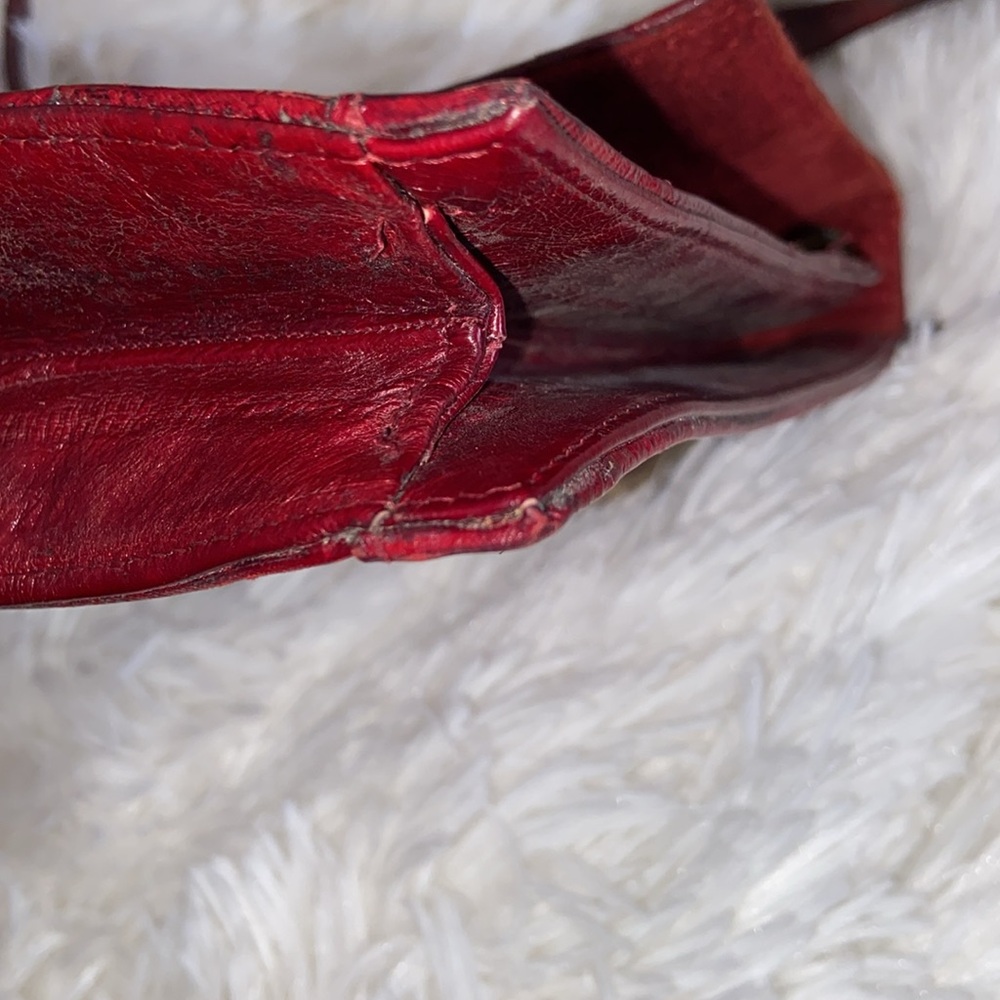 Vintage Bag genuine Eel skin shoulder & clutch bag Dark red magnetic closure - Picture 15 of 16